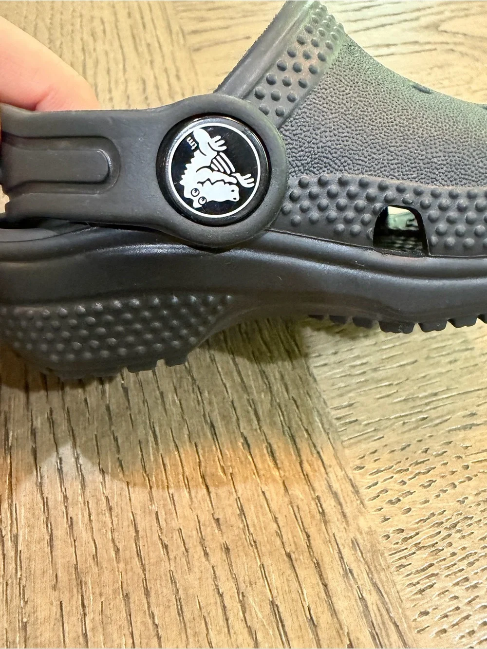 CROCS Kids Black Classic Clog with Heel Strap & Logo